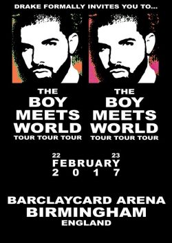 DRAKE Boy Meets World Feb 2017 Tour - Birmingham Arena Poster Print