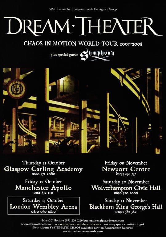 DREAM THEATER Chaos In Motion 2007 UK Tour Poster Print prints4u