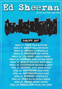 ED SHEERAN Divide March/April 2017 European Tour Poster Print