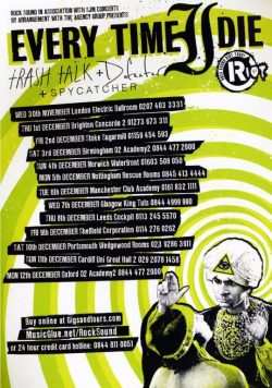 EVERY TIME I DIE Ex Lives 2011 UK Tour Poster Print