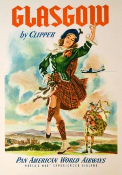 GLASGOW - Pan Am World Airways - Vintage Travel Poster Print