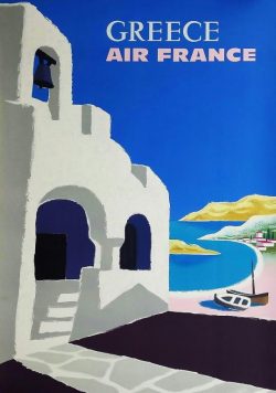 GREECE - Air France - Vintage Travel Poster Print