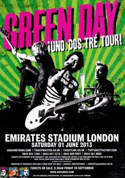 GREEN DAY ¡Uno, Dos, Tre 2013 Tour Poster