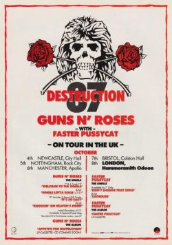 GUNS N ROSES Appetite For Destruction 1987 UK Tour Poster