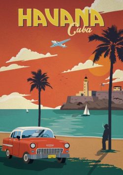 HAVANA - Cuba - Vintage Travel Poster Print