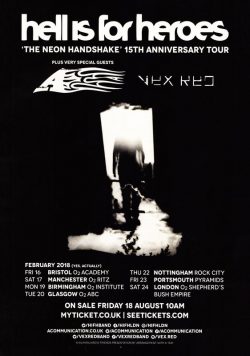 HELL IS FOR HEROES Neon Handshake 2018 UK Tour Poster