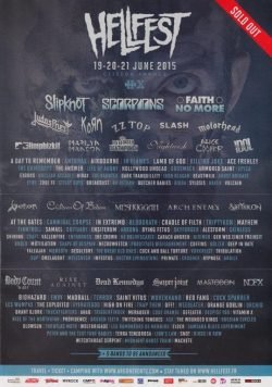 HELLFEST 2015 Slipknot Scorpions Faith No More Poster Print