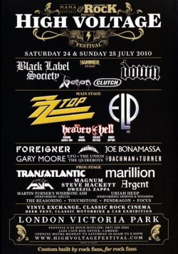HIGH VOLTAGE FESTIVAL 2010 ZZ Top Black Sabbath Poster