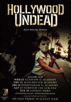 HOLLYWOOD UNDEAD Five 2018 UK Tour Poster Print