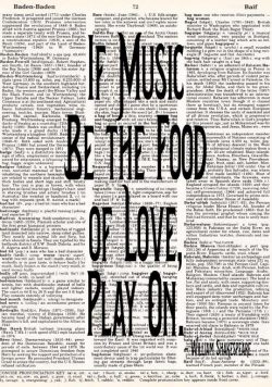 IF MUSIC BE THE FOOD OF LOVE ANTIQUARIAN Dictionary Poster Print