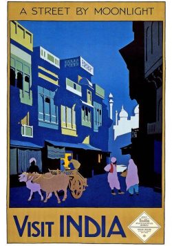 INDIA - A Street By Moonlight - Vintage Travel Poster Print