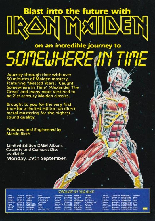 IRON MAIDEN Somewhere In Time 198687 World Tour Poster