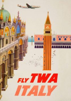 ITALY - Fly TWA - Vintage Travel Poster Print