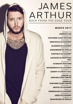 JAMES ARTHUR Back From The Edge March 2017 UK Tour Poster Print