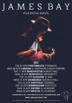 JAMES BAY Chaos & the Calm 2015 April UK Tour Poster Print