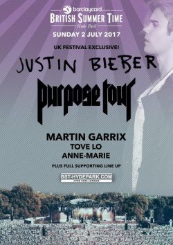JUSTIN BIEBER British Summer Time - Hyde Park 2 July 2017 Poster Print