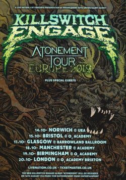KILLSWITCH ENGAGE Atonement Europe 2019 Tour Poster