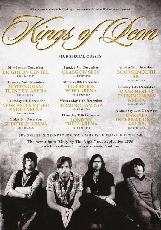 KINGS OF LEON Only By The Night 2008 UK Tour Poster