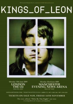 KINGS OF LEON Only By The Night 2009 UK Tour Poster