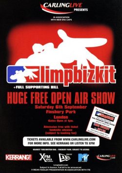 LIMP BIZKIT London Finsbury Park 2003 Poster