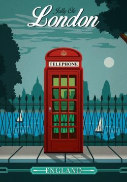 LONDON - Jolly Ole -Vintage Travel Poster Print