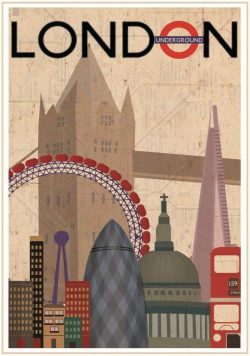 LONDON Vintage Travel Poster