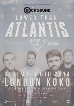 LOWER THAN ATLANTIS London KoKo 2014 Tour Poster Print