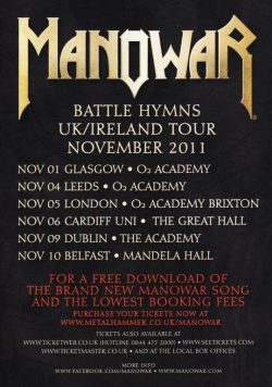 MANOWAR Battle Hymns 2010 UK/Ireland Tour Poster Print