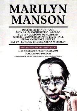 MARILYN MANSON Heaven Upside Down 2017 UK Tour Poster