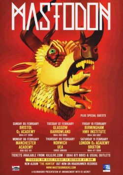 MASTODON The Hunter 2012 UK Tour Poster