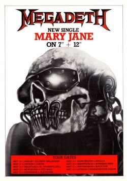 MEGADETH Mary Jane So Far Good 1988 Tour Poster Print