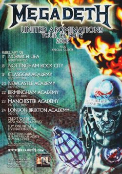 MEGADETH United Abominations: Tour Of Duty 2008 Poster Print