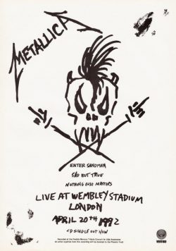 METALLICA Live At London?s Wembley Stadium 1992 Poster