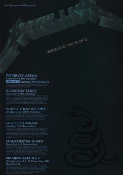 METALLICA Wherever We May Roam 1992 UK Tour Poster