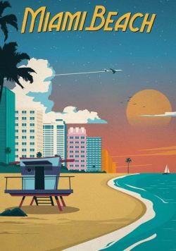 MIAMI BEACH Vintage Travel Poster Print