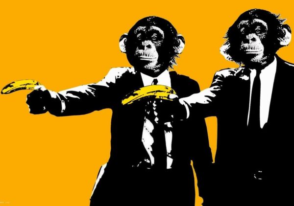 MONKEYS WITH BANANAS GUNS Graffiti Canvas Street Poster Print