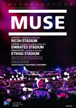 MUSE The 2nd Law 2013 Stadium UK Tour Poster