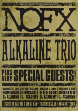 NOFX - ALKALINE TRIO Summer 2015 UK Tour Poster Print