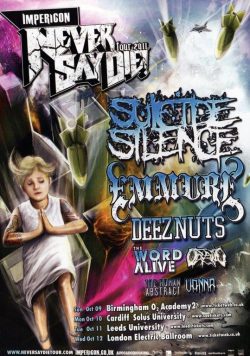 NEVER SAY DIE TOUR 2011 Suicide Silence Poster Print