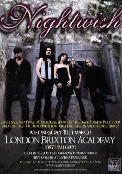 NIGHTWISH Dark Passion Play London Brixton Academy Poster
