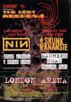 NINE INCH NAILS The Lost Weekend 2000 London Arena Poster