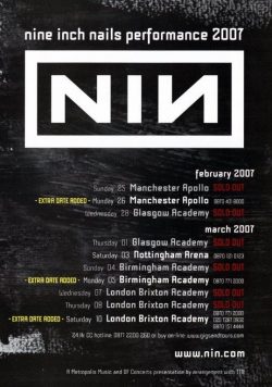 NINE INCH NAILS Year Zero 2007 UK Tour Poster Print