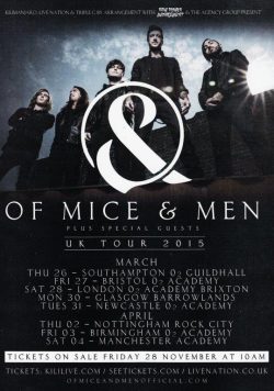 OF MICE & MEN Restoring Force 2015 UK Tour Poster Print