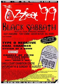OZZFEST 1999 Black Sabbath Poster Print