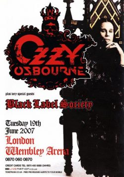 OZZY OSBOURNE Black Rain Tour - London Wembley Arena 2007 Poster