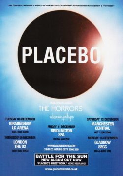 PLACEBO Battle For The Sun 2009 UK Arena Tour Poster