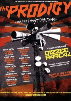 THE PRODIGY Invaders Must Die 2009 UK Tour Poster