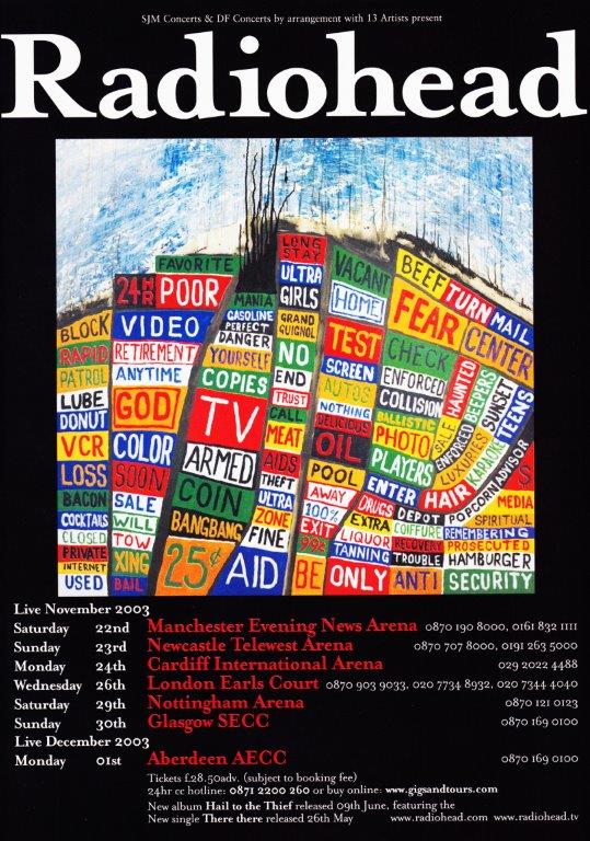 RADIOHEAD Hail To The Thief 2003 Tour Poster