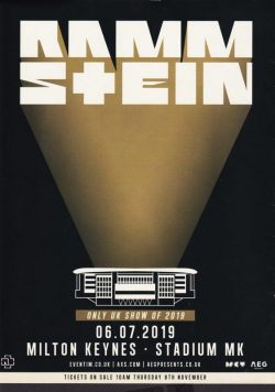 RAMMSTEIN Milton Keynes Stadium 2019 Poster