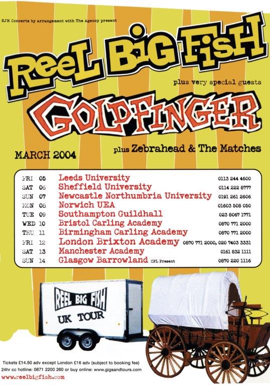 REEL BIG FISH - GOLDFINGER March 2004 UK Tour Poster Print